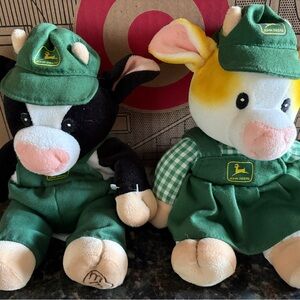 Mary Moo John Deere Green Plush Cow Set